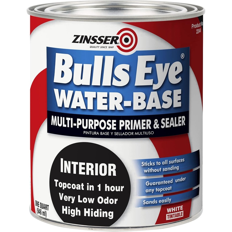 Zinsser 2244 Bulls Eye WB Primer Sealer, Quart, White, 32 Fl Oz