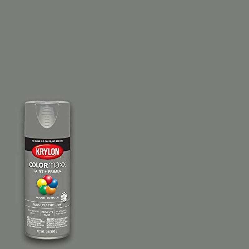 12 oz Krylon K05513007 Classic Gray COLORmaxx Paint & Primer Spray Paint, Gloss