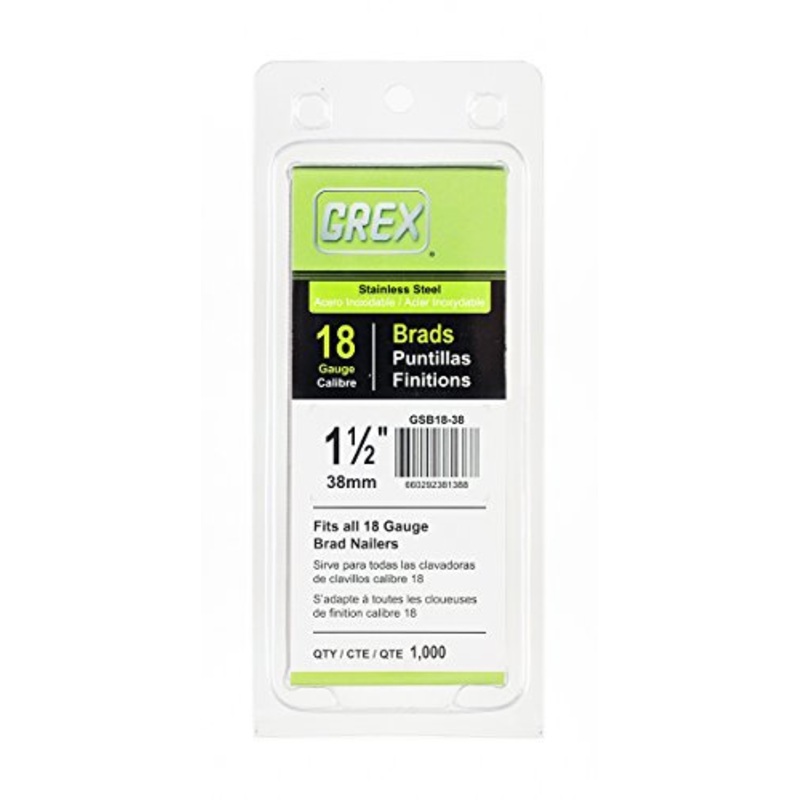 Grex GSB18-38 1-1/2 In. 18 Ga. Brad Nails, Stainless Steel 304, 1M
