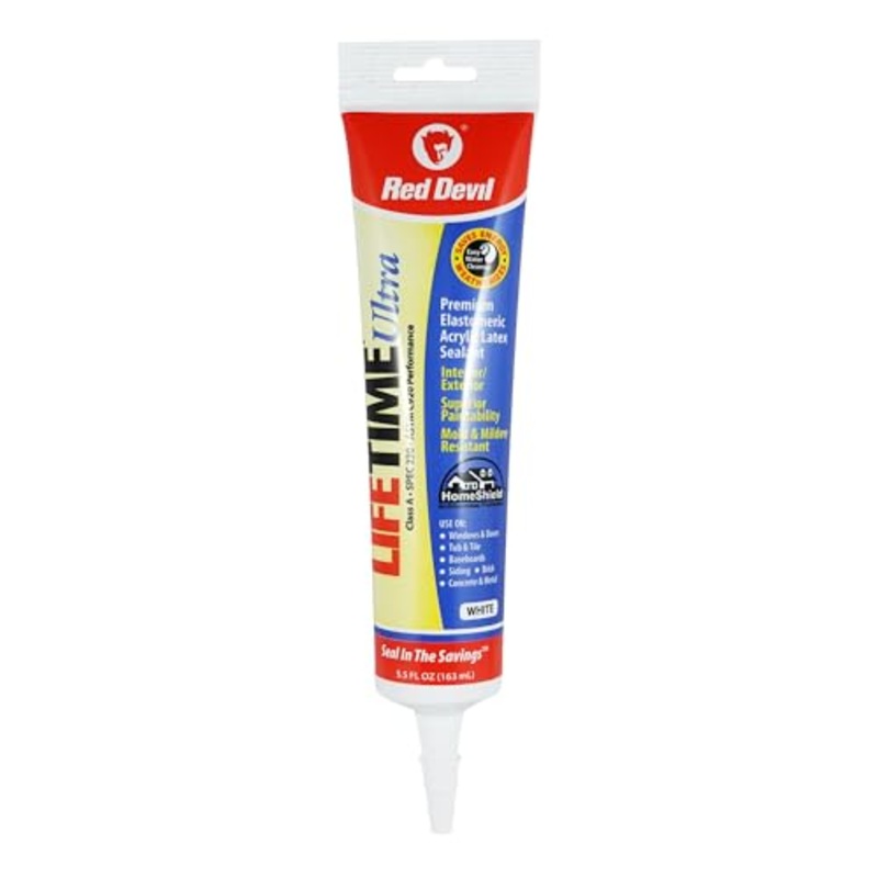 Red Devil 0775 Lifetime Ultra Premium Elastomeric Acrylic Latex Sealant, 5.5 oz., White, 1 Pack