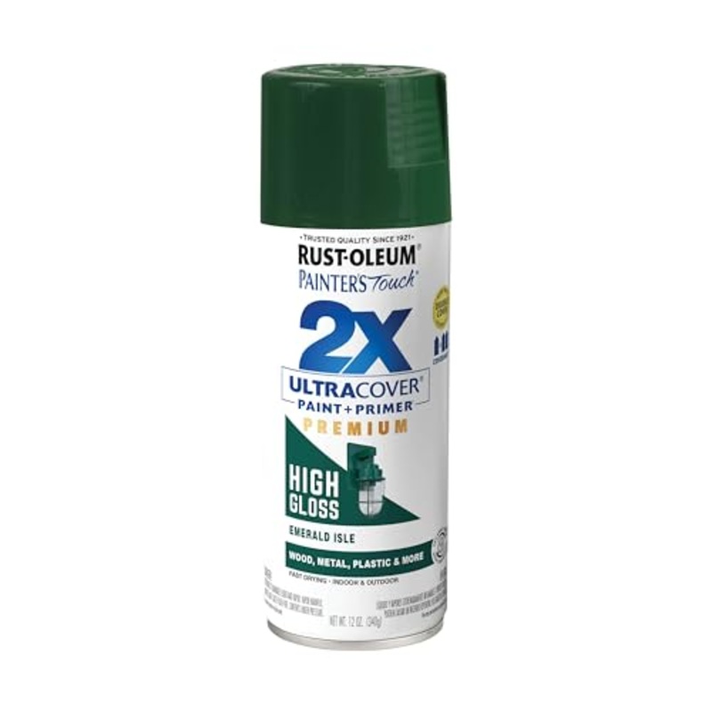 Rust-Oleum 366989 Painter’s Touch 2X Ultra Cover Spray Paint, 12 oz, High Gloss Emerald Isle