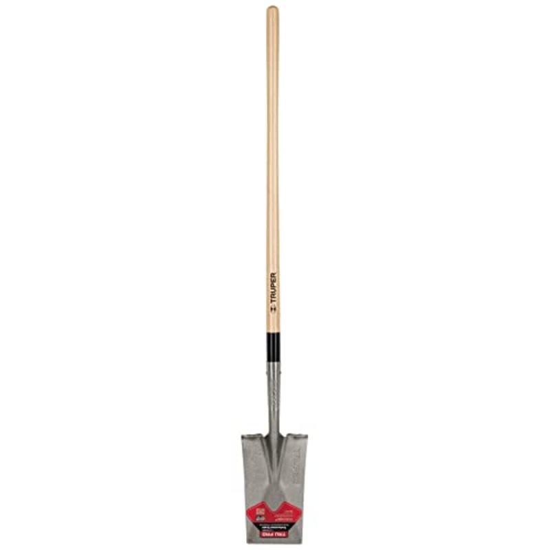 Truper 33174 Garden Spade – Extended Steps, 48-Inch Long Hardwood Handle, 14 Gauge Blade