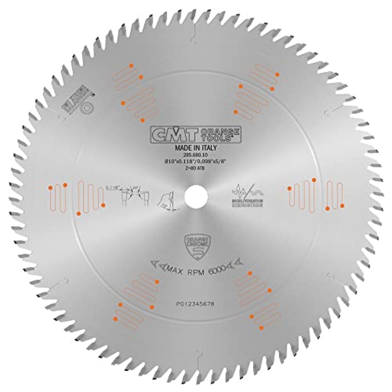CMT Orange Tools 285.680.10 Orange Chrome Ultimate CROSSCUTTING Blade 10 x T80 ATB