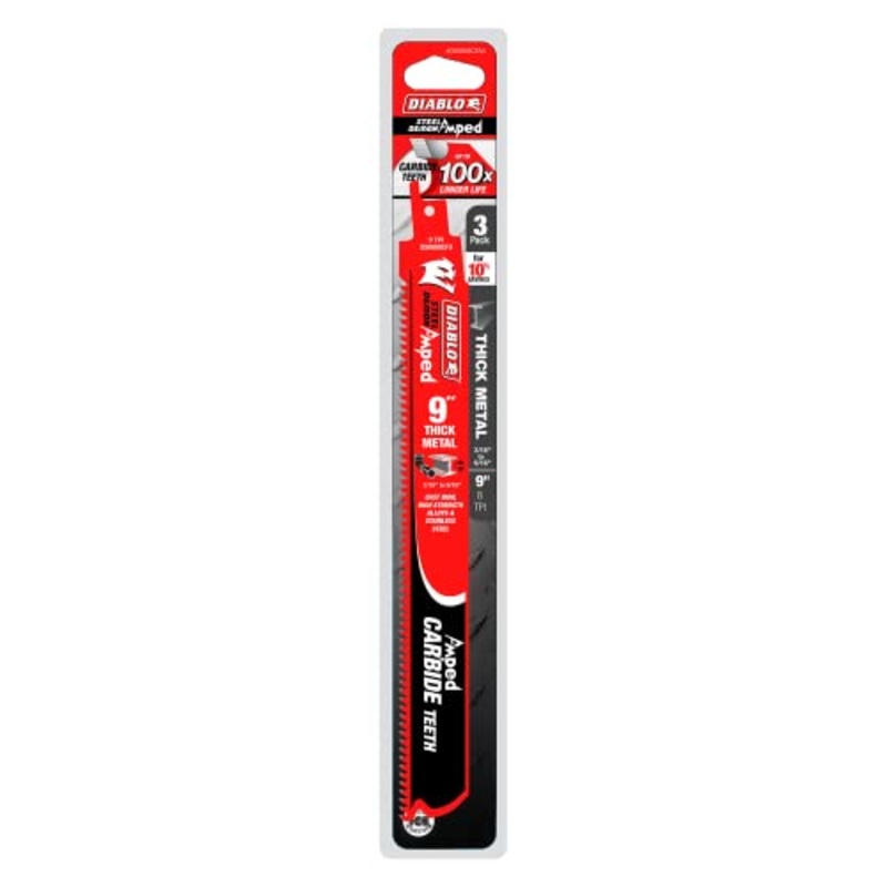 Diablo Tools 9in Steel Demon Amped Carbide Blades for Thick Metal Cutting 8 TPI (3-Pack)