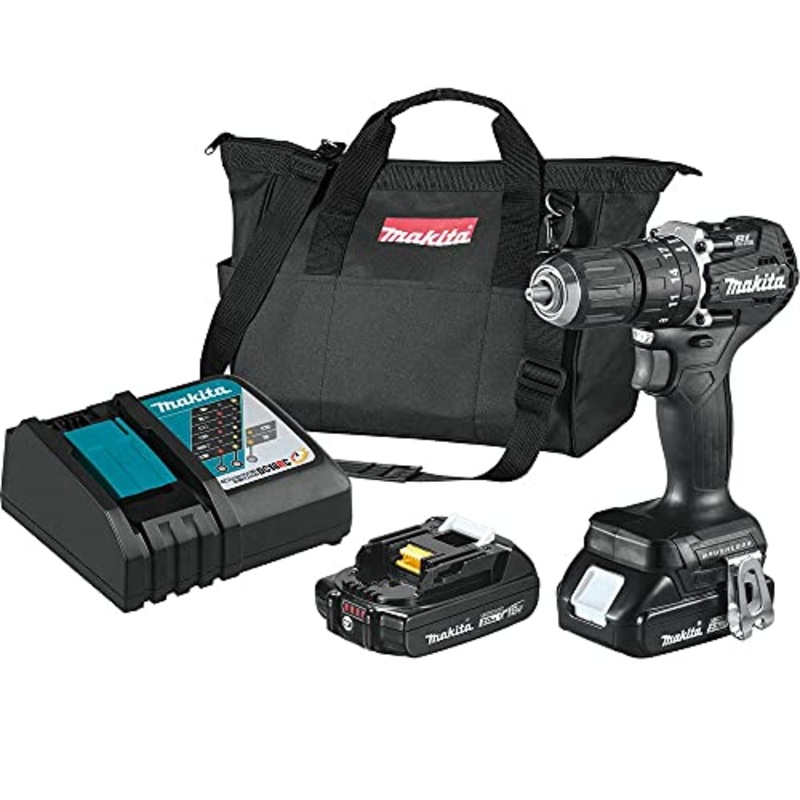 Makita XPH15RB 18V LXT Lithium-Ion Sub-Compact Brushless Cordless 1/2 Hammer Driver-Drill Kit (2.0Ah), Black