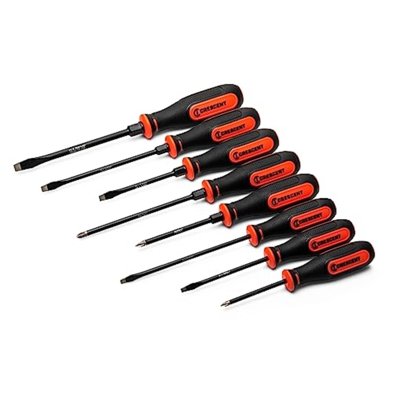 Crescent 8PC Diamond Tip Dual Material Screwdriver Set with Phillips and Slotted Screwdrivers – CDT8PCSET