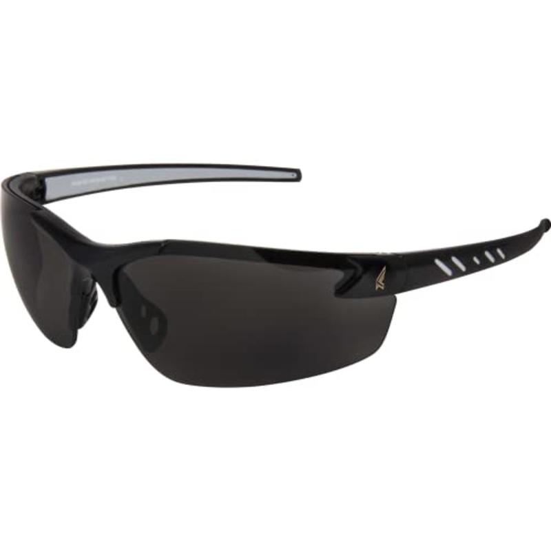 Edge Eyewear DZ116-G2 Zorge G2 Wrap-Around Safety Glasses, Anti-Scratch, Non-Slip, UV 400, Military Grade, ANSI/ISEA & MCEPS Compliant, 5.04 Wide, Black Frame / Smoke Lens, One Size