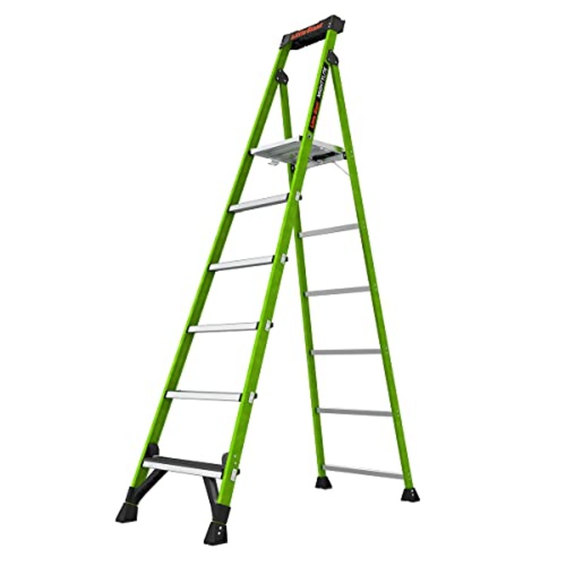Little Giant Ladders, MightyLite 2.0, 8′ Stepladder with Ground Cue, Fiberglass, Type IAA, 375 lbs Weight Rating, (15408-001), Green