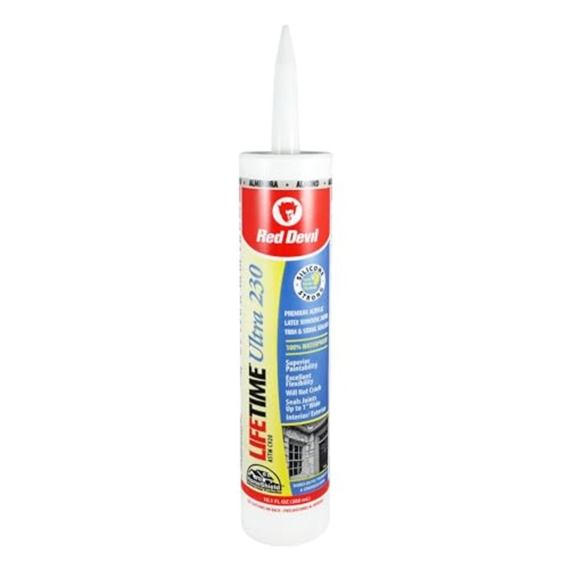 Red Devil 077020 Lifetime Ultra Premium Elastomeric Acrylic Latex Sealant, 10.1 oz., Almond, 1 Pack