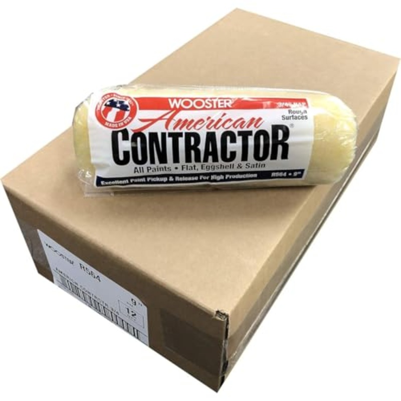 Wooster Brush R564 9 inch American Contractor 3/4 inch Nap Paint Roller – Pack of 12