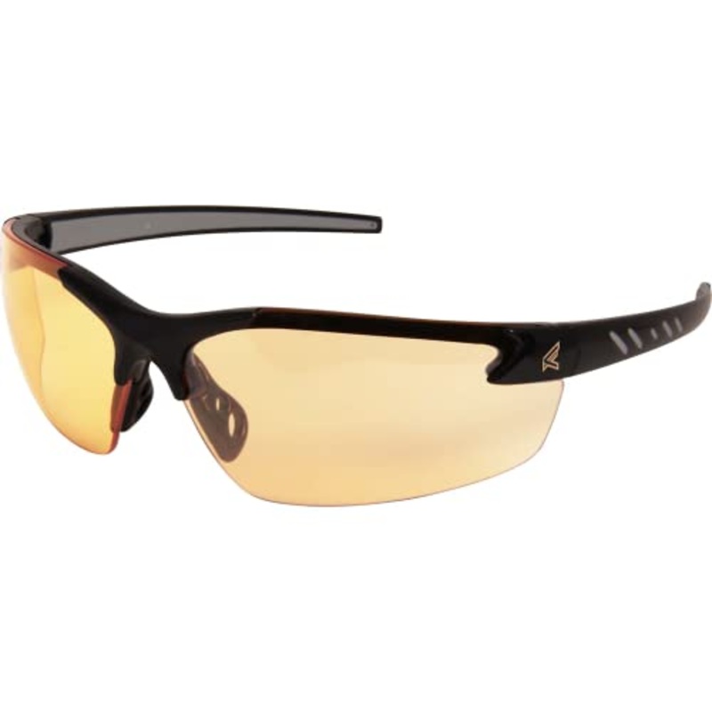 Edge DZ114-G2 Zorge G2 Wrap-Around Safety Glasses, Anti-Scratch, Non-Slip, UV 400, Military Grade, ANSI/ISEA & MCEPS Compliant, 5.04 Wide, Black Frame/Amber Lens
