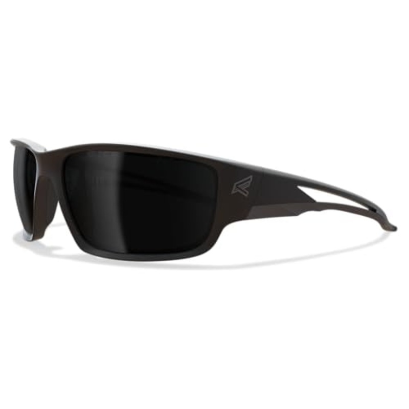 EDGE Kazbek Wrap-Around Anti-Fog/Vapor Shield Safety Glasses, Anti-Scratch, Non-Slip, UV 400, Military Grade, ANSI/ISEA & MCEPS Compliant, 5.04 Wide, Black Frame/Smoke Lens