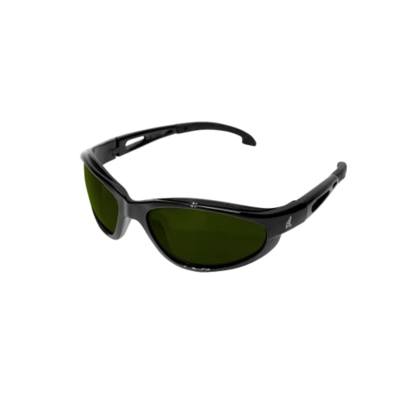 Edge SW11-IR5 Dakura Wrap-Around Safety Glasses, Anti-Scratch, Non-Slip, UV 400, Military Grade, ANSI/ISEA & MCEPS Compliant, 5.04 Wide, Black Frame / IR5 Medium Welding Lens