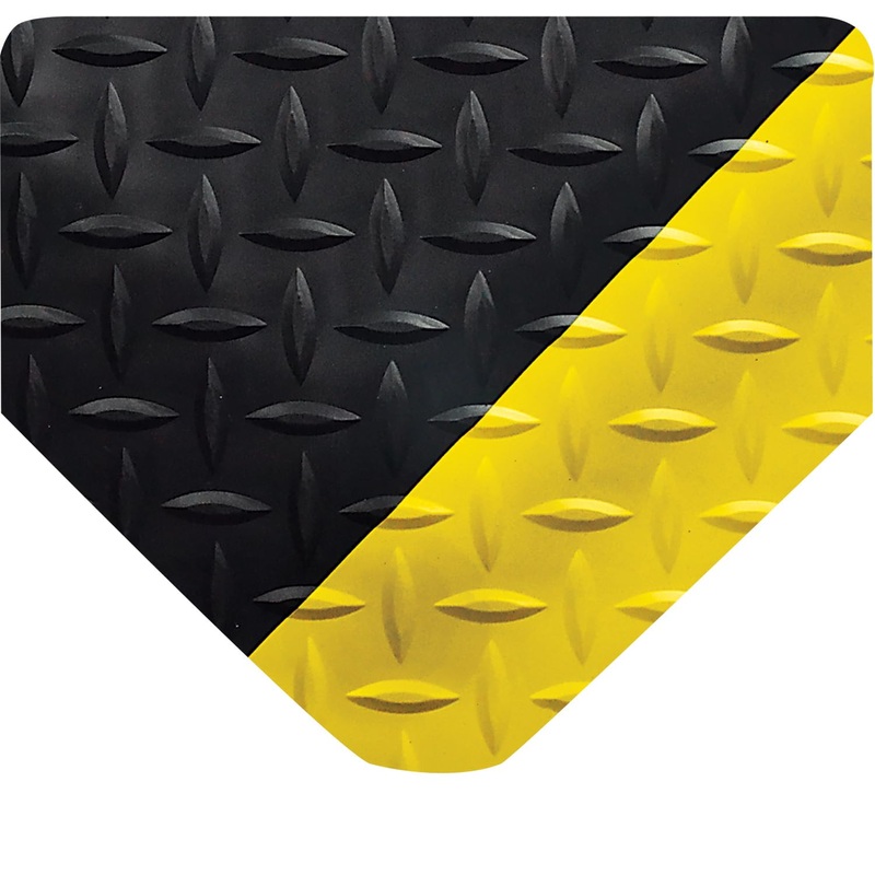 Wearwell Diamond-Plate SpongeCote UltraSoft Mat Anti-Fatigue Workstation Mat. 2′ W x 3′ L x 15/16 Thickness. Nitricell Sponge. Pre-Beveled Edge.