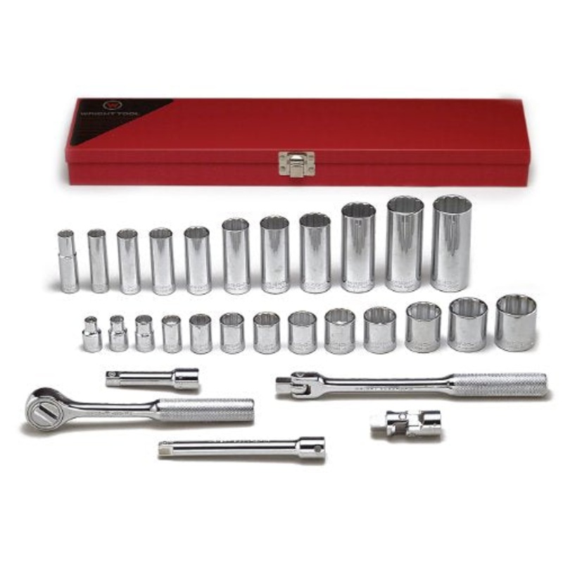Wright Tool 29-Piece 3/8 Drive, 12 Point Standard and Deep Socket Set