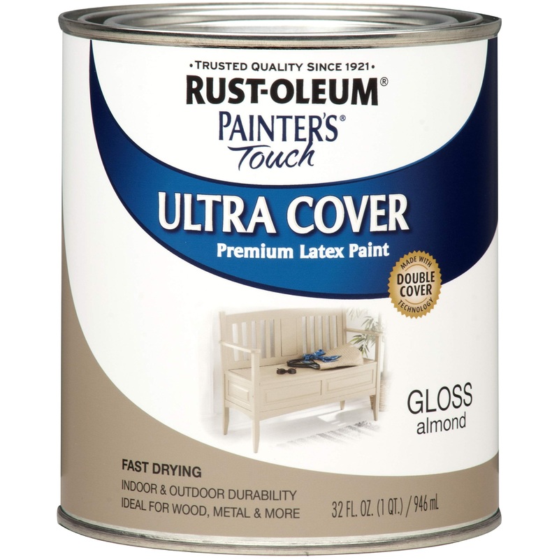 Rust-Oleum 1994502 Almond Painters Touch 2X Ultra Cover Premium Latex Paint, Quart, Gloss Almond (Pack of 1)