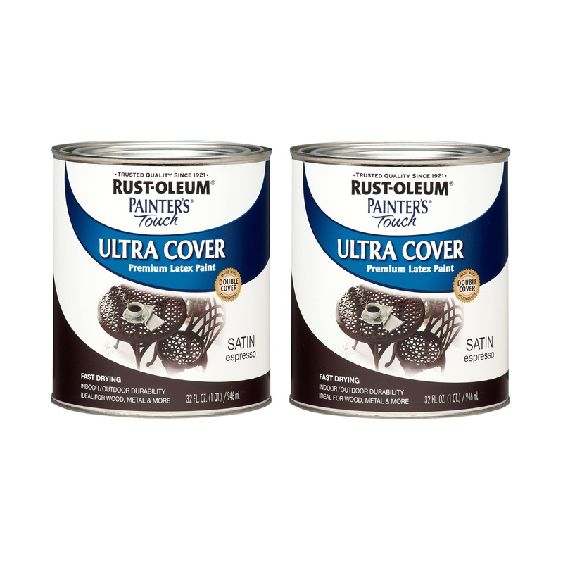 Rust-Oleum 242018 Painter’s Touch Latex Paint, Quart, Satin Espresso (Pack of 2)