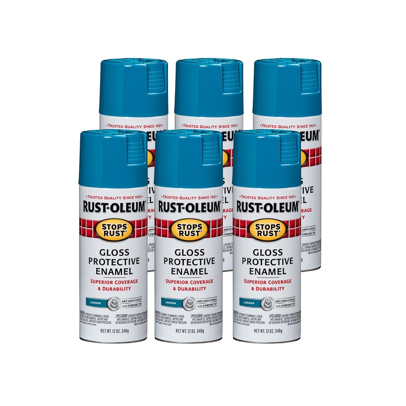 Rust-Oleum 277239 Stops Rust Spray Paint, 12 oz, Gloss Lagoon (Pack of 6)