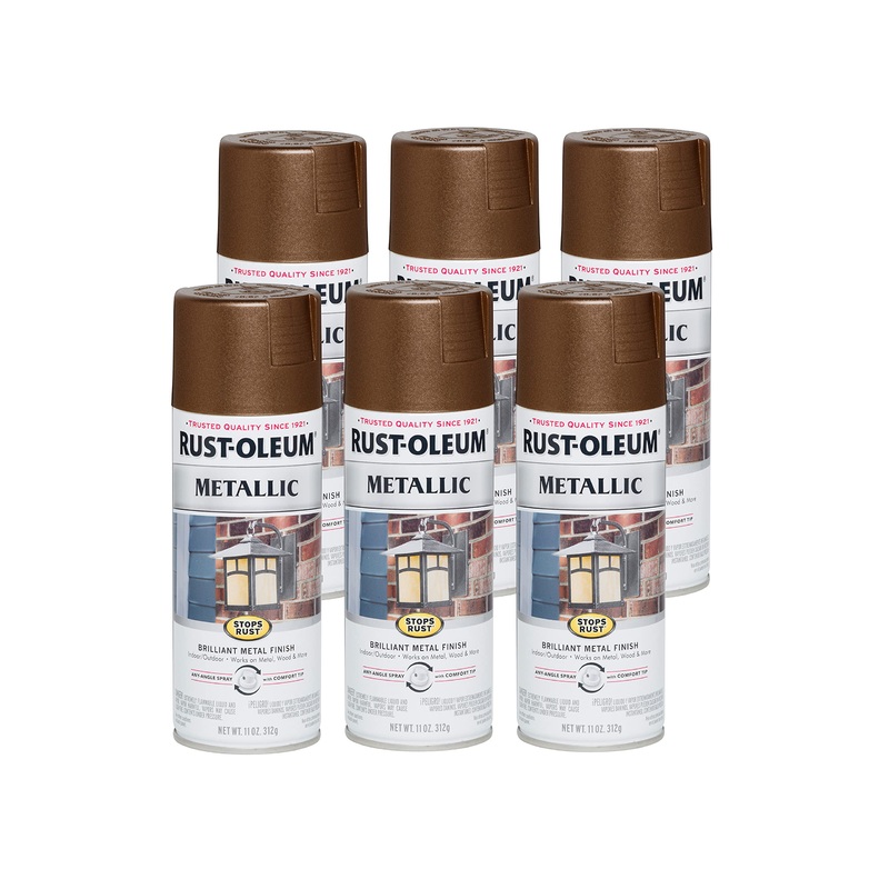 Rust-Oleum 286525 Stops Rust Metallic Spray Paint, 11 oz, Dark Copper (Pack of 6)