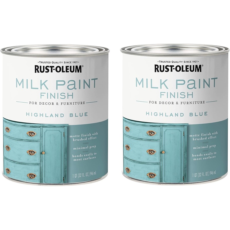Rust-Oleum 331050 Milk Paint Finish, Quart, Highland Blue (Pack of 2)