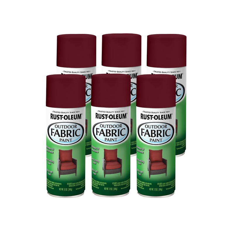 Rust-Oleum 358831 Outdoor Fabric Spray Paint, 12 oz, Dark Red (Pack of 6)