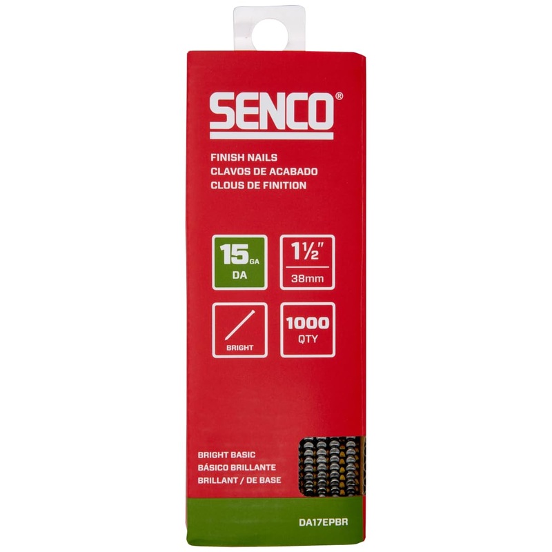 SENCO DA17EPBR 1-1/2 15 Gauge Angled Low Carbon Steel Finish Nails, Bright Finish, 1,000 Count Pack