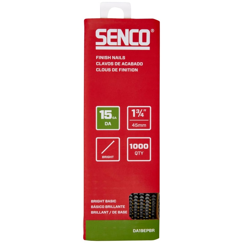 SENCO DA19EPBR 1-3/4 15 Gauge, Bright Finish Nails, 34 Degree Angled Tape Strip, 1,000 Count Pack
