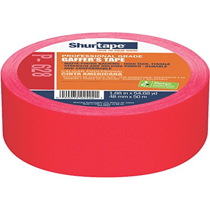 Shurtape P- 628 Professional Grade, Coated Gaffer’s Tape, 48mm x 50m, 1 Roll