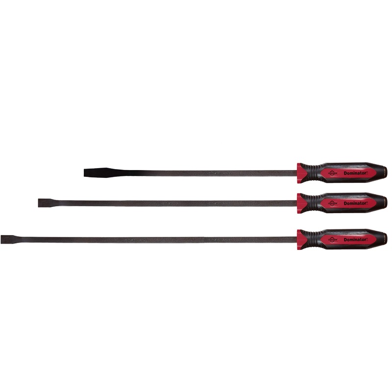 Mayhew Tools 14074 Dominator Pro 3-Piece Pry Bar Set, 25 Straight, 31 & 36 Curved, Red