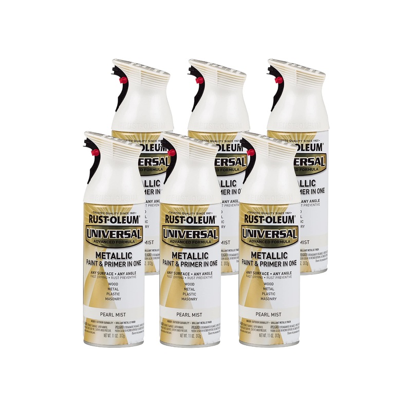 Rust-Oleum 261411 Universal All Surface Metallic Mist Spray Paint, 11 oz, Pearl Mist (Pack of 6)