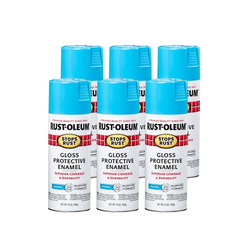 Rust-Oleum 269292 Stops Rust Spray Paint, 12 oz, Gloss Maui Blue (Pack of 6)