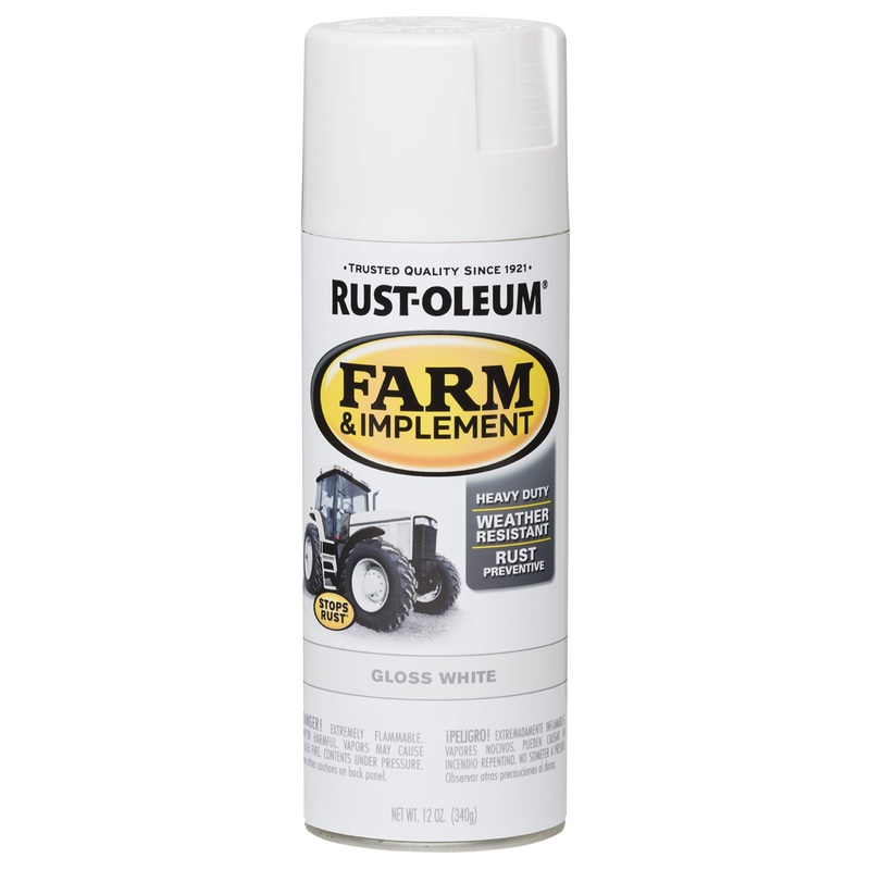 Rust-Oleum 280132 Farm & Implement Spray Paint, 12 oz, Gloss White (Pack of 1)