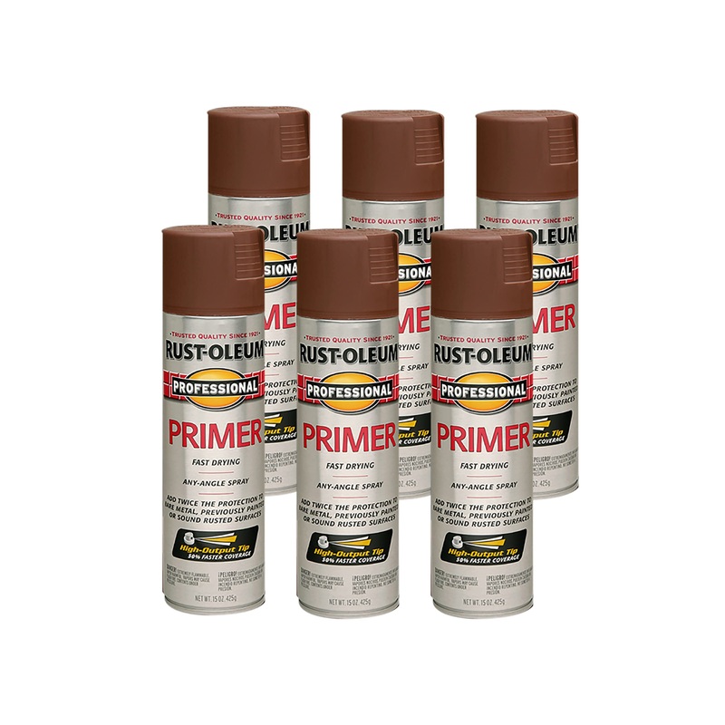 Rust-Oleum 7569838 Professional Primer Spray, 15 Oz, Flat Red (Pack of 6)