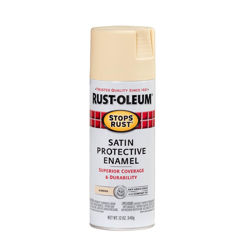 Rust-Oleum 7758830 Stops Rust Spray Paint, 12 oz, Satin Almond (Pack of 1)