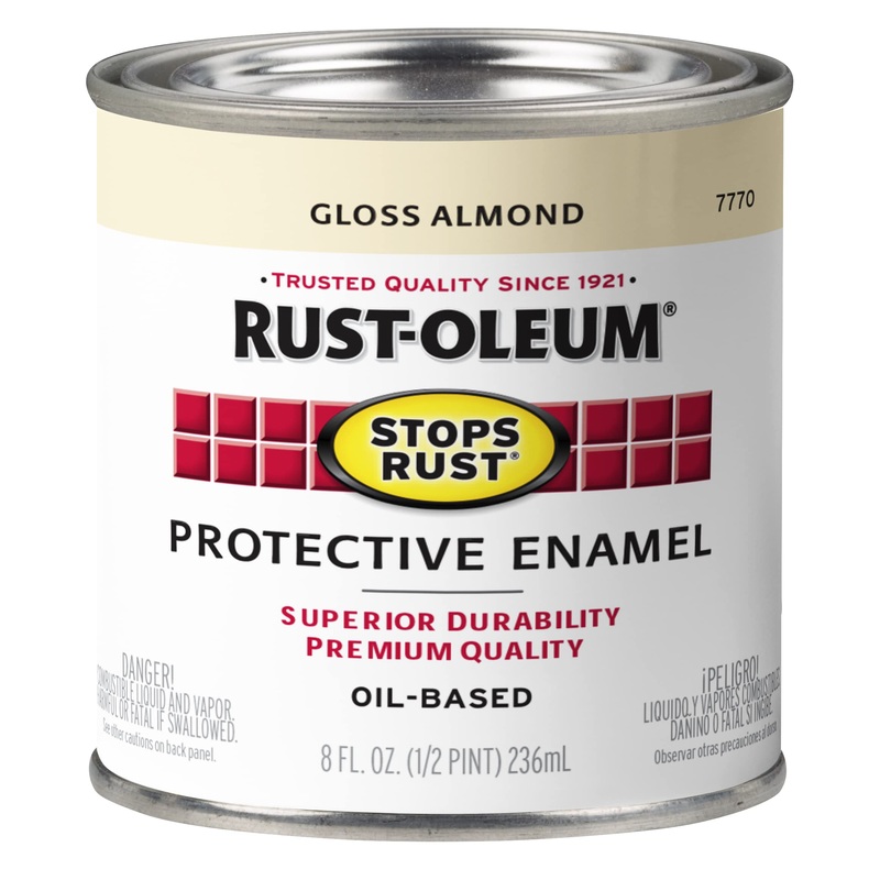 Rust-Oleum 7770730 Stops Rust Brush On Paint, Half Pint, Gloss Almond (Pack of 1)