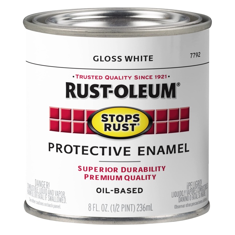 Rust-Oleum 7792730 Stops Rust Brush On Paint, Half Pint, Gloss White (Pack of 1)