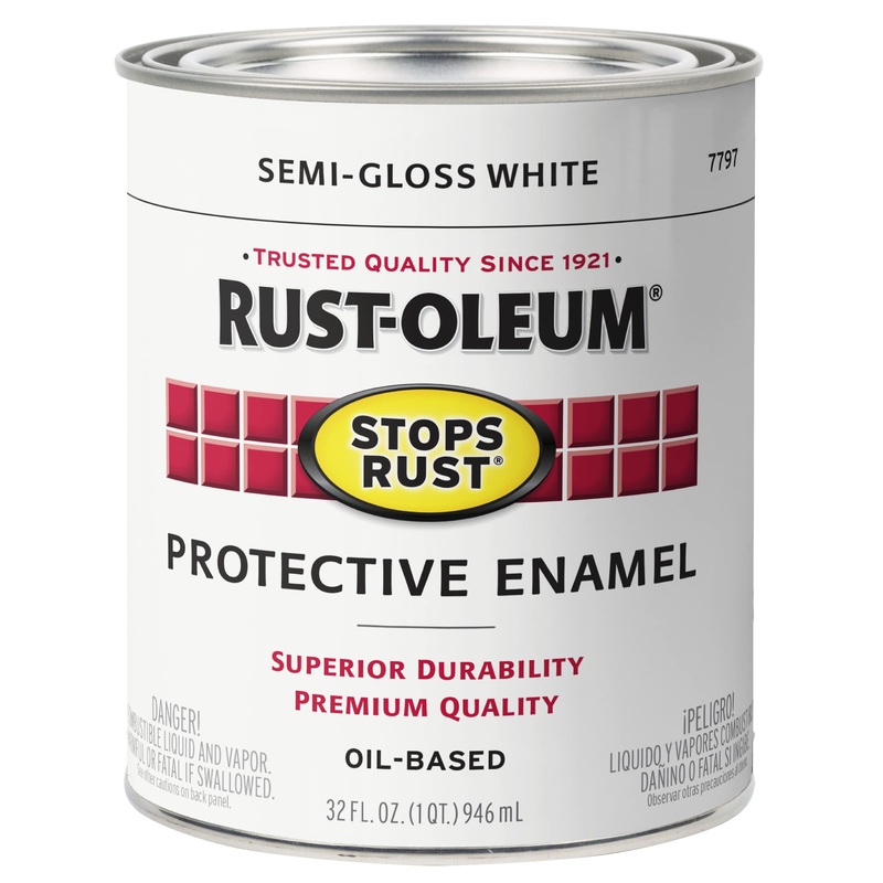 Rust-Oleum 7797502 Stops Rust Brush On Paint, Quart, Semi-Gloss White (Pack of 1)
