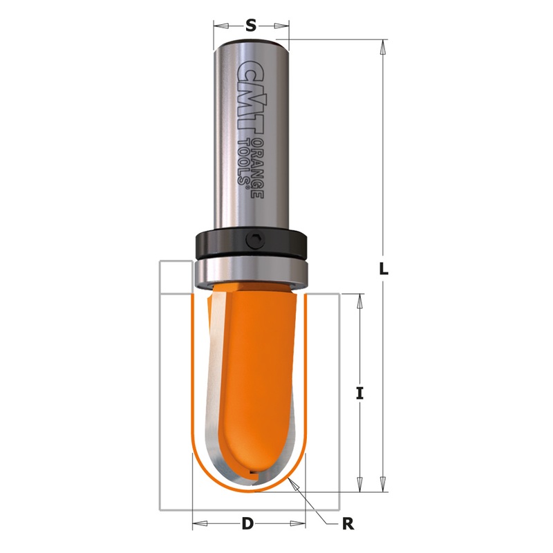 ROUND NOSE BIT R=5/16” 5/8”x3/8”x2” S=1/4”