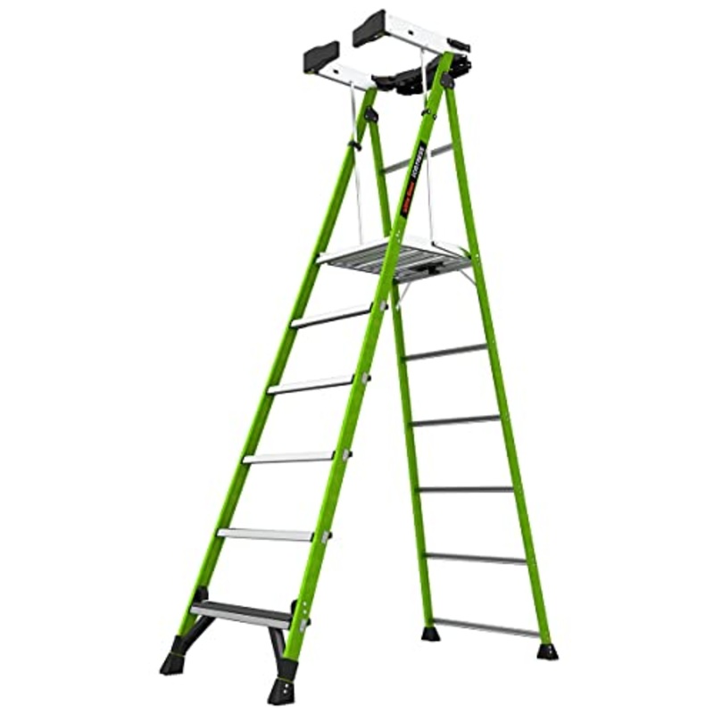 Fortress, 6′ Model – ANSI Type IAA – 375 lb Rated, Fiberglass Platform Ladder with Ground CUE, Wraparound Enclosure, and Auto-Closing Gate