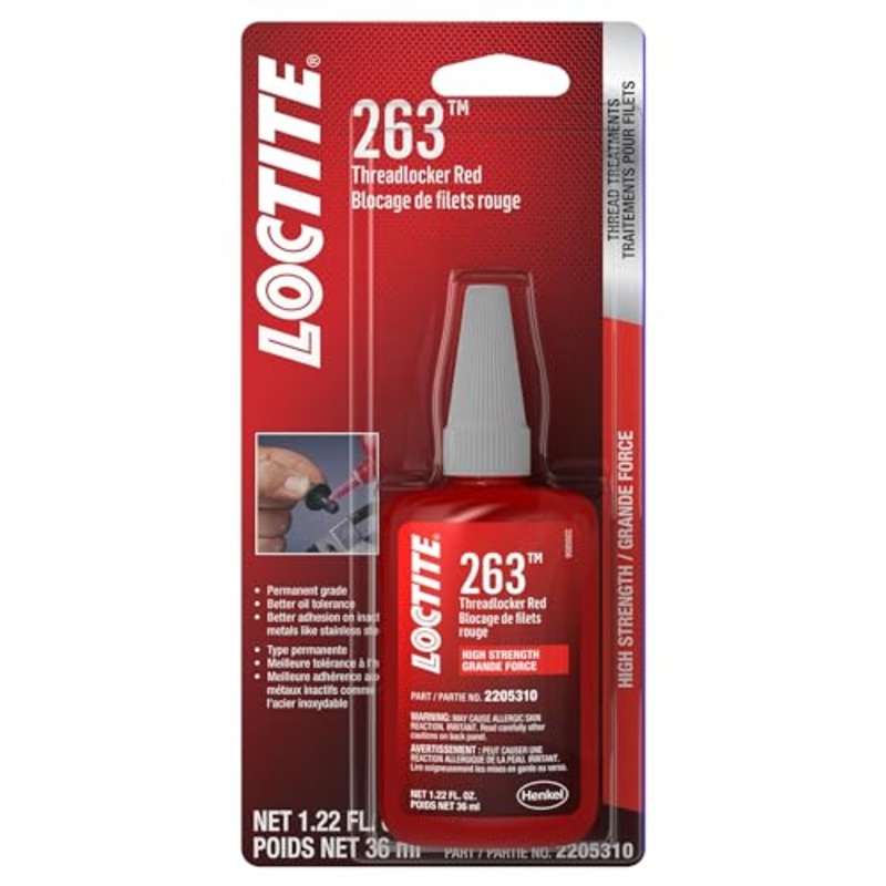 LOCTITE 263 Automotive Threadlocker Red  High Strength Thread Lock, General Purpose Applications, Oil Tolerant, Fluorescent – 36 ml, 1 Pack