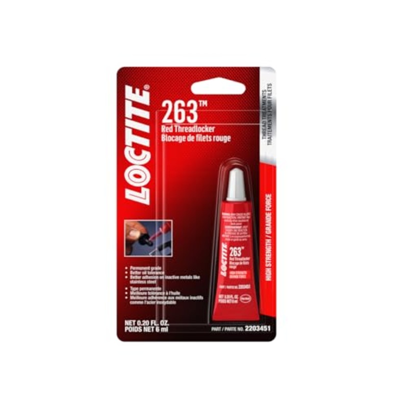 LOCTITE 263 Automotive Threadlocker Red  High Strength Thread Lock, General Purpose Applications, Oil Tolerant, Fluorescent – 6 ml, 1 Pack