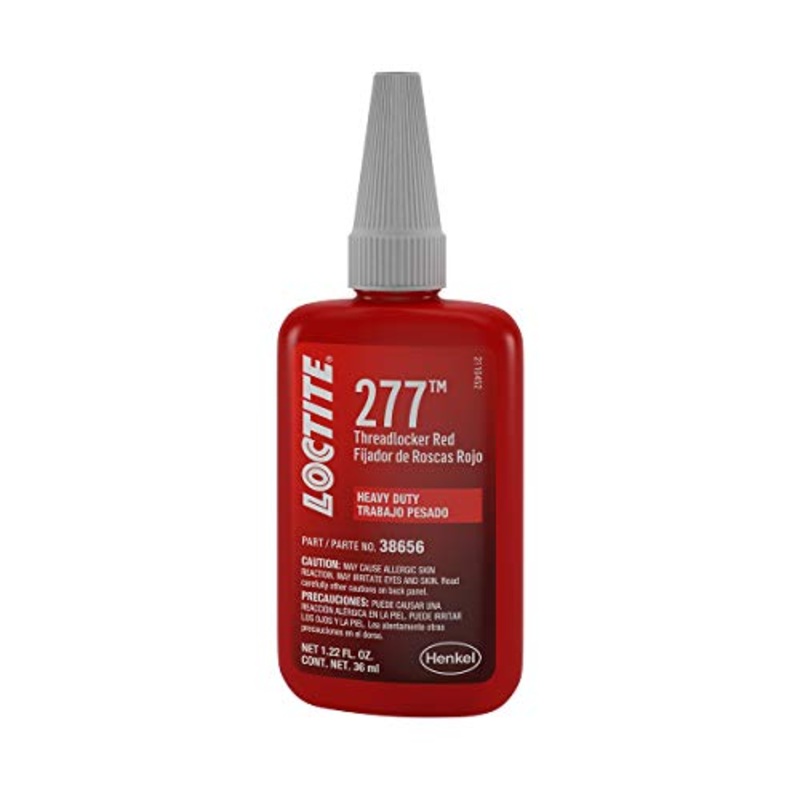 Loctite 277 Automotive Threadlocker Red – High-Strength Thread Lock, Flourescent, for Large Threads, Works on All Metals – 36 ml, 1 Pack