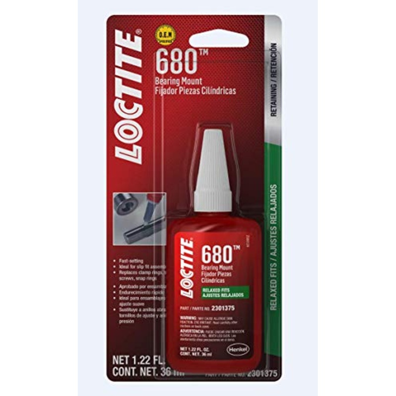 LOCTITE 680 Automotive Bearing Mount  High Strength, Medium Viscosity, for Relaxed Fits, O.E.M. Specified, Slip Fit Assemblies – 36 ml, 1 Pack