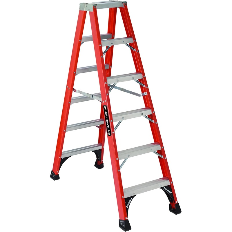 Louisville Ladder 6-Feet Fiberglass Twin Front Ladder, 375-Pound Duty Rating