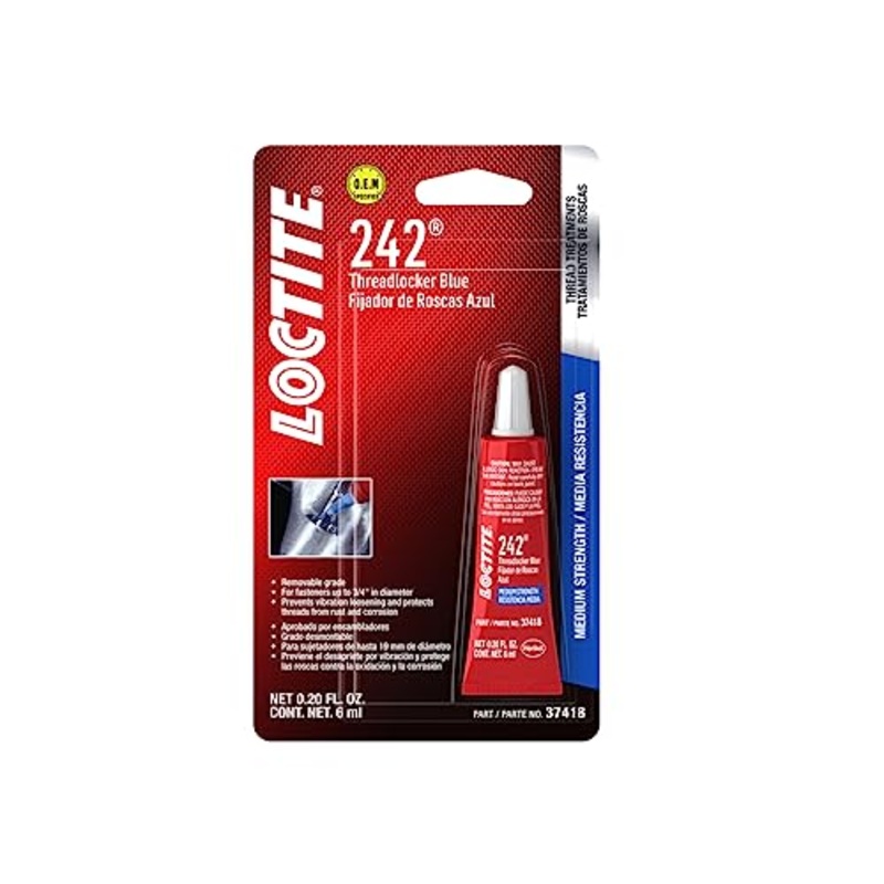 LOCTITE 242 Threadlocker for Automotive: High-Temp, Medium-Strength, Anaerobic | Red, 6mL Tube (PN: 37418 – 487229)