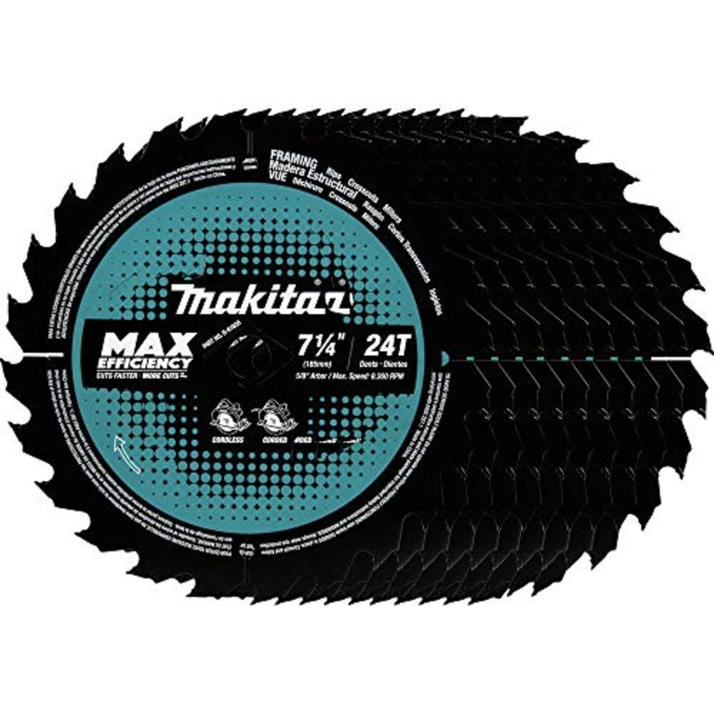 Makita B-61656-10 24T Carbide-Tipped Max Efficiency Circular Saw Blade, Framing, 7-1/4