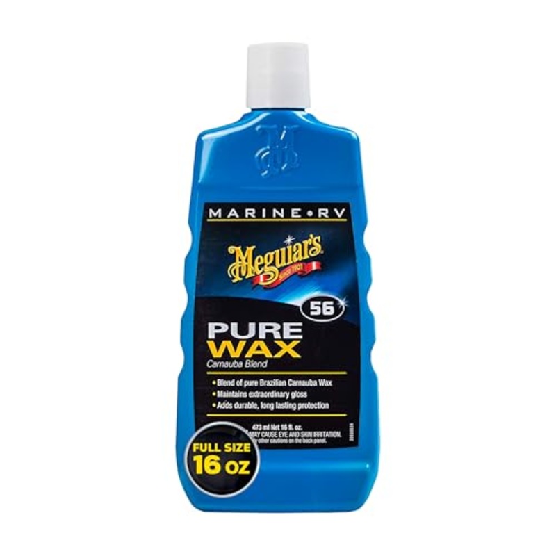 Meguiar’s M5616 Marine/RV Pure Wax Carnauba Blend, Long-Lasting Liquid Wax for Protecting Gel Coat, Fiberglass, and Painted Marine/RV Finishes, 16 Oz Bottle