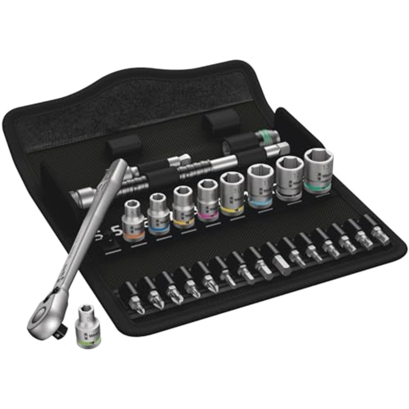Wera Tools SA 8 Zyklop Metal Ratchet Set with switch lever, 1/4 drive, metric 28 pieces