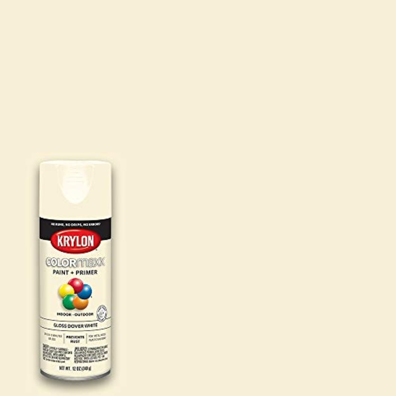 12 oz Krylon K05516007 Dover White COLORmaxx Paint & Primer Spray Paint, Gloss