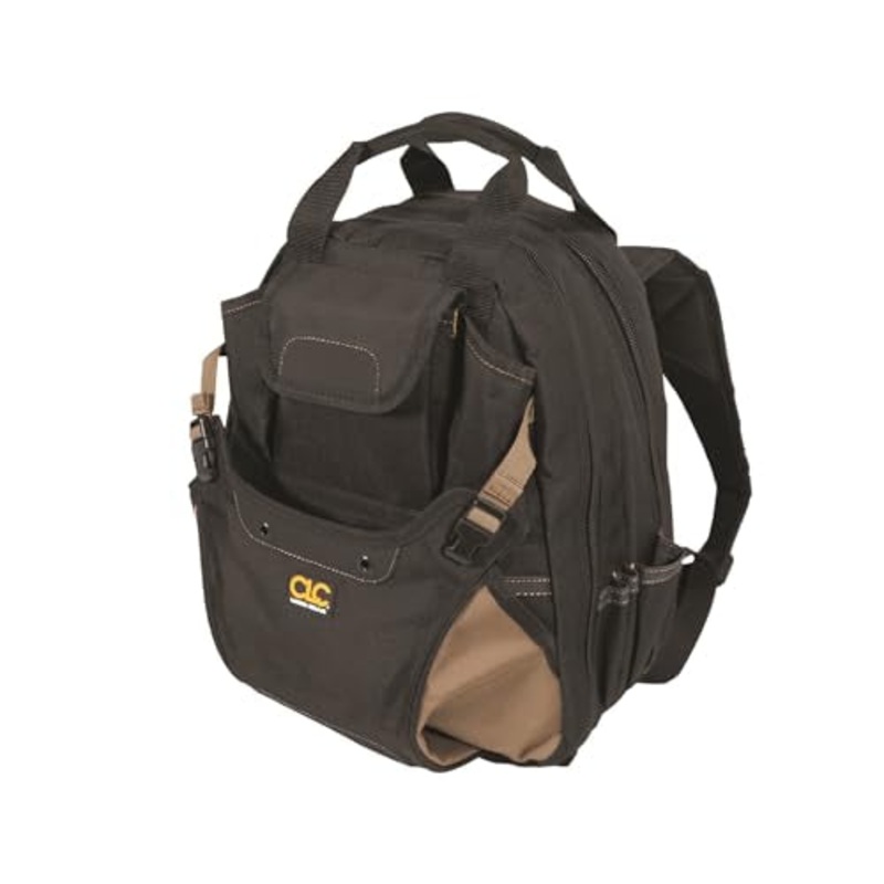 CLC Work Gear 1134 Carpenter’s Tool Backpack, 44 Pockets, Padded Back Support, Black